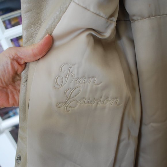 Schlampp's Two Tone Beige Mink & Leather Coat - Picture 12 of 14